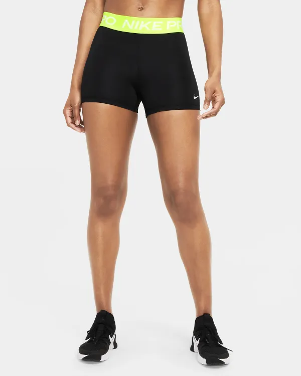 Nike Women's Pro 3" Short Black/Volt/White
